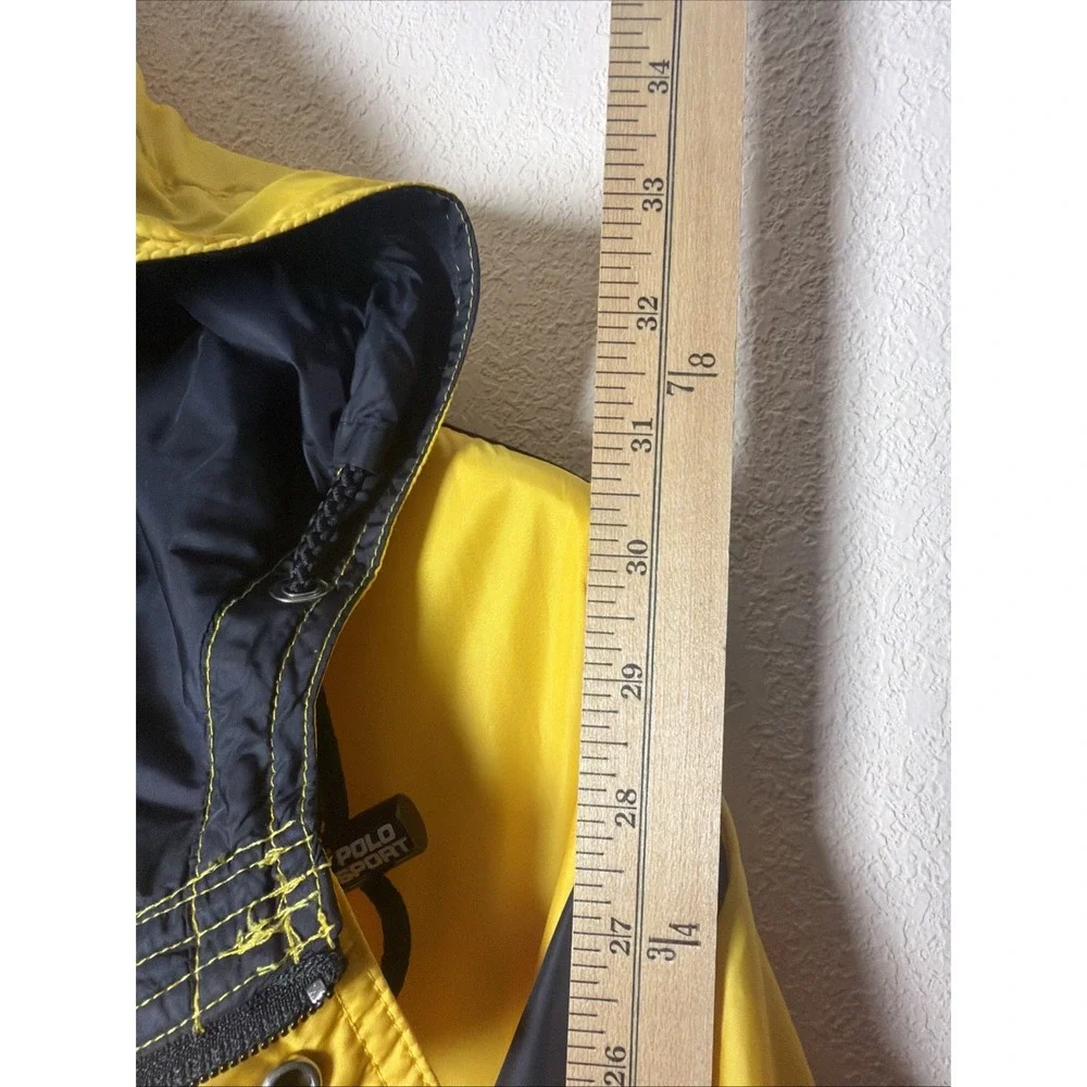 Polo Sport Ralph Lauren Mens Vintage Yellow Windbreaker American Flag Patch Lg